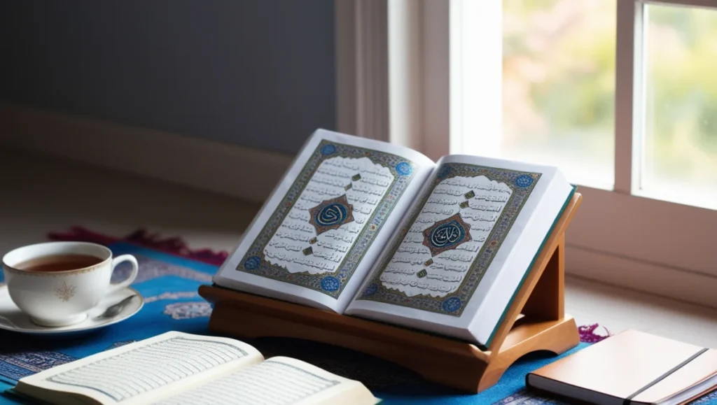 The Importance of Learning Quran: A Guide for Beginners 5 leonardo phoenix a peaceful image of an open quran placed on a 0